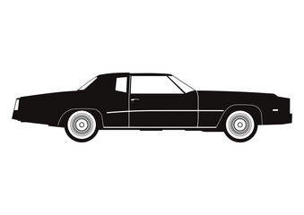 Fototapeta premium Classic car. Silhouette of a vintage car. Side view. Flat vector.