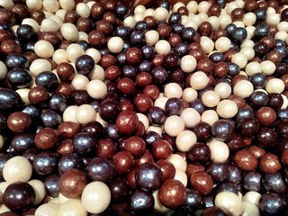 white chocolate. dark chocolate. milk chocolate. close up