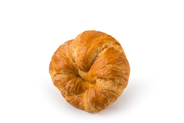 Plain croissant on white background. Delicious, fresh croissants on a white background. Croissants isolated. French breakfast. isolated on white background. Close up.