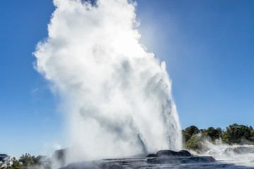 Pohutu Geysir im Te-Puia-Thermalpark im Whakarewarewa Valley auf der Nordinsel von Neuseeland