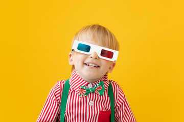 Happy child wearing 3d glasses