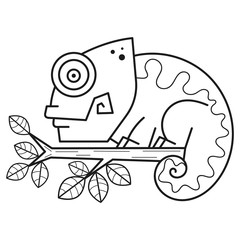 Chameleon On A Branch , Vector Illustration. Suitable For Greeting Card, Poster Or T-shirt Printing.