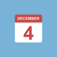 calendar - December 4 icon illustration isolated vector sign symbol