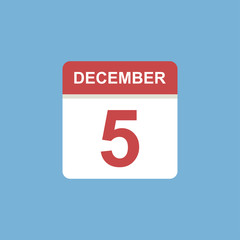 calendar - December 5 icon illustration isolated vector sign symbol