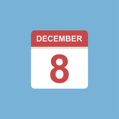 calendar - December 8 icon illustration isolated vector sign symbol