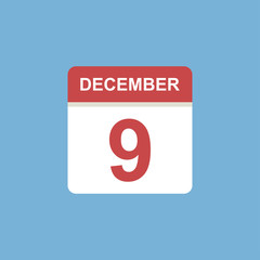 Fototapeta na wymiar calendar - December 9 icon illustration isolated vector sign symbol