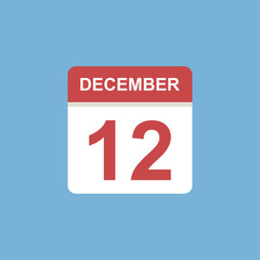 calendar - December 12 icon illustration isolated vector sign symbol
