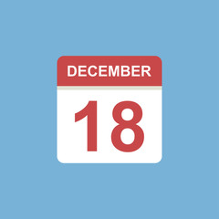 calendar - December 18 icon illustration isolated vector sign symbol