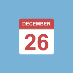 calendar - December 26 icon illustration isolated vector sign symbol