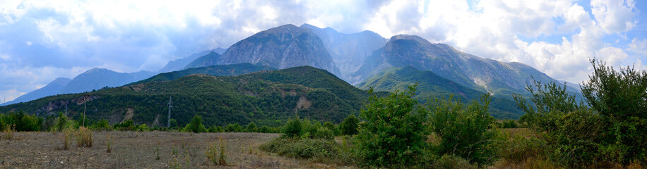 Naklejka na ściany i meble Panoramic view of Albanian mountains.