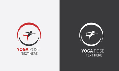 Yoga Logo Vector Illustration design , with Yoga Poses Silhouette