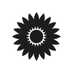 Flower icon. Black silhouette. Vector drawing. Isolated object on a white background. Isolate.