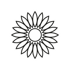 Flower icon. Black outline vector drawing. Isolated object on a white background. Isolate.