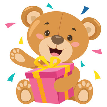 Naklejki Little Funny Teddy Bear Cartoon