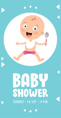 Fototapeta na wymiar Greeting Invitation Card For Baby Shower Event
