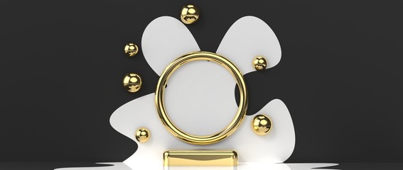 Diseño de fondo para presentación de producto de diseño. Ilustración con combinación de formas, materiales, colores y elementos geométricos. 