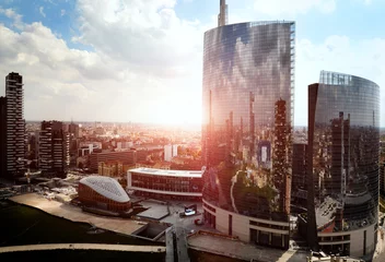 Deurstickers Milaan weerspiegeling van de nieuwe moderne wijk in Milaan