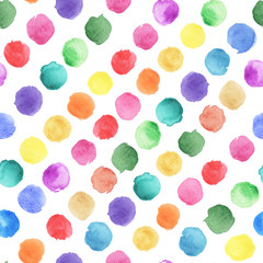 Seamless pattern with watercolor painted circles for design and decoration.