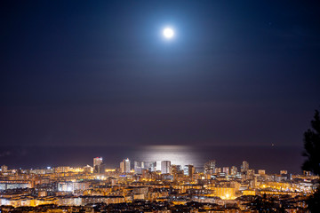 The shadow of the moon in the sea