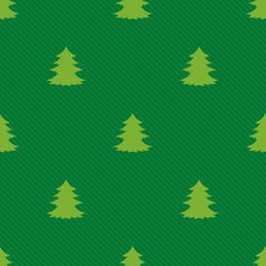 fir-trees on green background. Forest blizzard. seamless winter pattern with spruce.