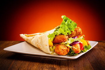 Kebab - grilled meat and vegetables