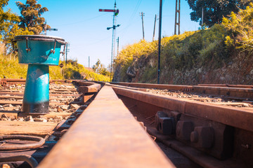 Percussion music instrument near a rail road