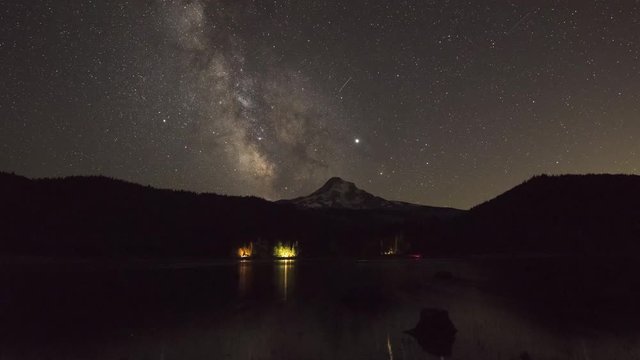 Milky Way Galaxy over Mount Hood from Laurance Lake in Oregon 