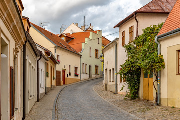 Fototapeta na wymiar Romantic beautiful picturesque streets of medieval historic centre of Znojmy city, Czech Republic, Europe