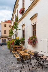 Fototapeta na wymiar Romantic beautiful picturesque streets of medieval historic centre of Znojmy city, Czech Republic, Europe
