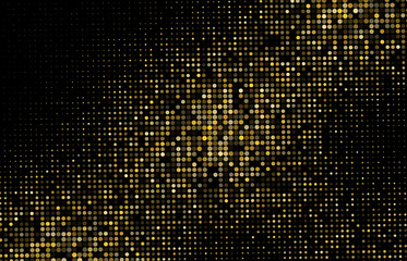 Gold Glitter Halftone Dotted Backdrop. Vector Pattern