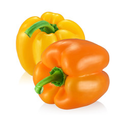 Two bell peppers isolated on white background.