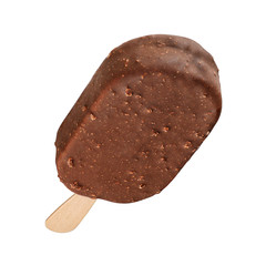 Ice cream popsicle with chocolate coating isolated