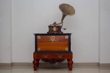 old gramophone on the table