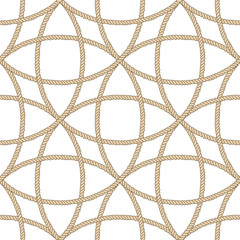 Seamless nautical rope pattern, beige on white