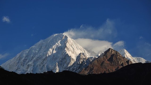 Himalayas, mountains and clouds. Hike around Manaslu