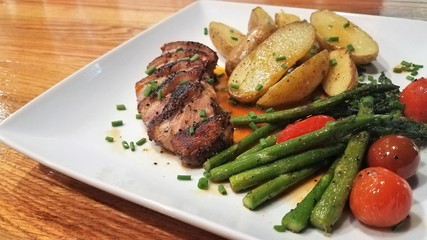 prepared food meat and vegetables for eating