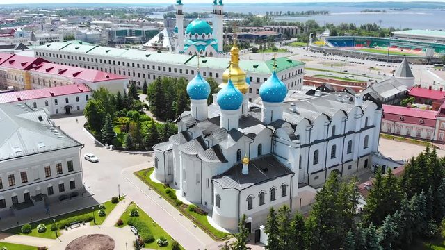 Cathedral Annunciation, Kazan Kremlin, Mosque Kul Sharif (Russia, aerial view)