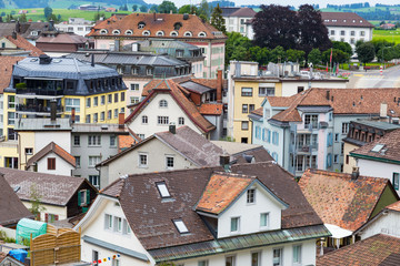 Einsiedeln town. Canton of Schwyz, Switzerland.
