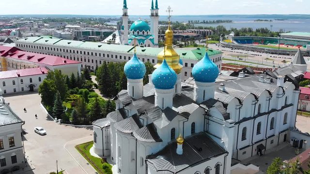 Cathedral Annunciation, Kazan Kremlin, Mosque Kul Sharif (Russia, aerial view)