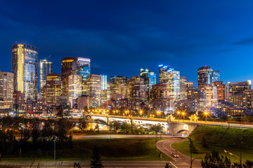 Calgary's skyline at night. 