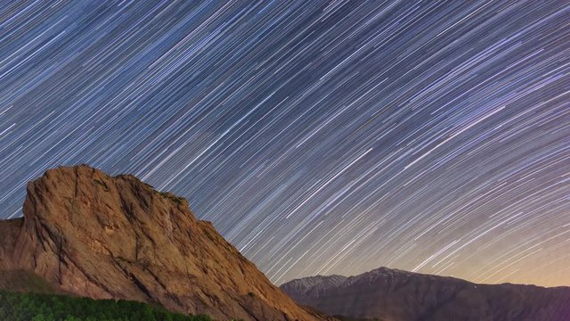 Starry sky and rocks of the Alamut Valley. Iran