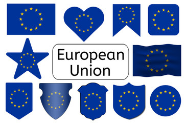 European flag icon, European Union country flag vector illustration