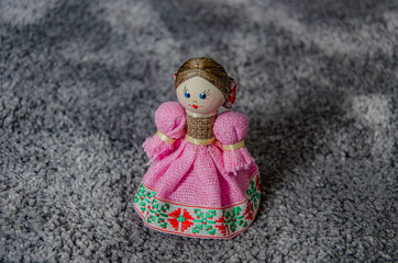 Doll form slavic culture with traditional embroidery. Souvenir from Belarus.