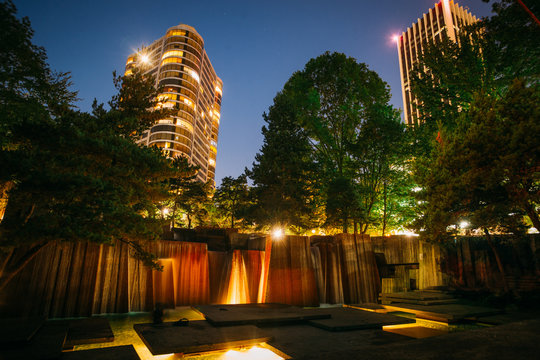 Keller Fountain Park during the night in Portland, Oregon, USA