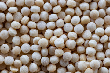 Macro view of uncooked israeli couscous