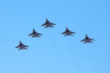 Fototapeta na wymiar Russian fighters in flight