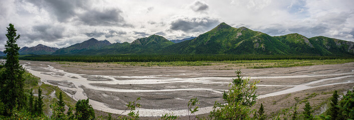 Denali national park mountains panoramic view, Alaska