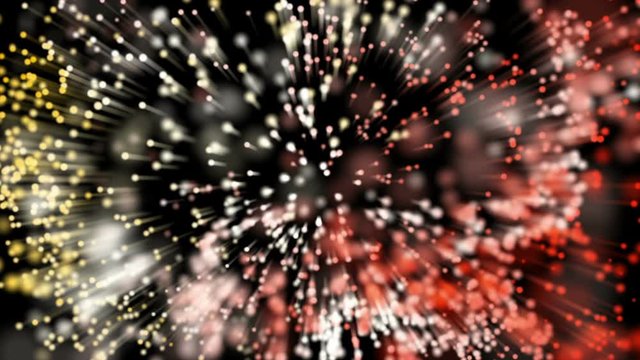 Background from multi-colored moving particles with tails. abstract animation. 3d render