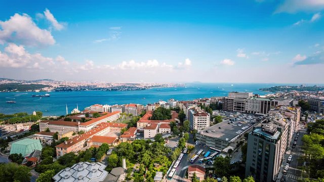 Istanbul downtown and the Bosporus, Turkey time lapse