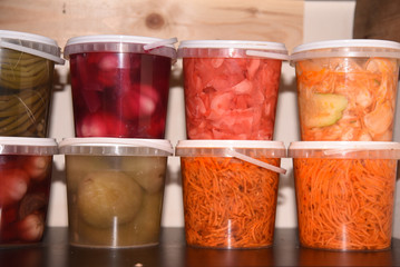 Vegetables and fruits in brine